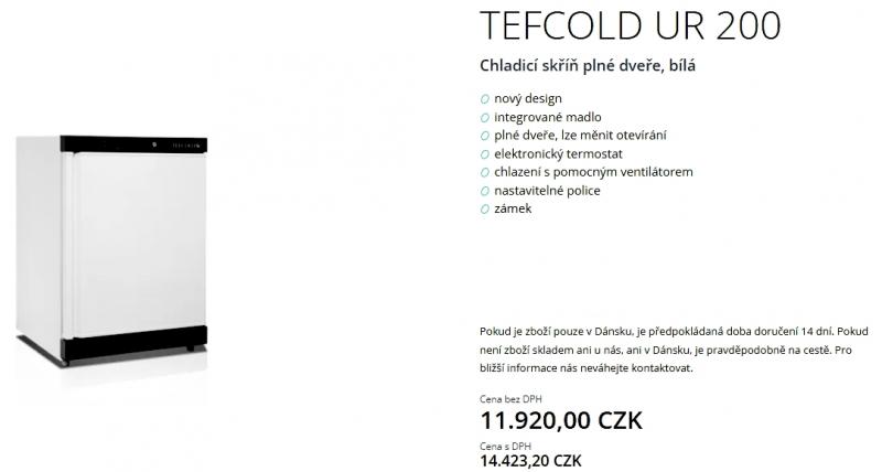 Chladící skříň Tefcold  UR200