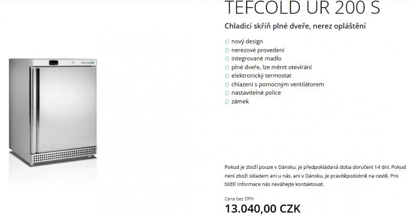 Chladící skříň Tefcold  UR200S
