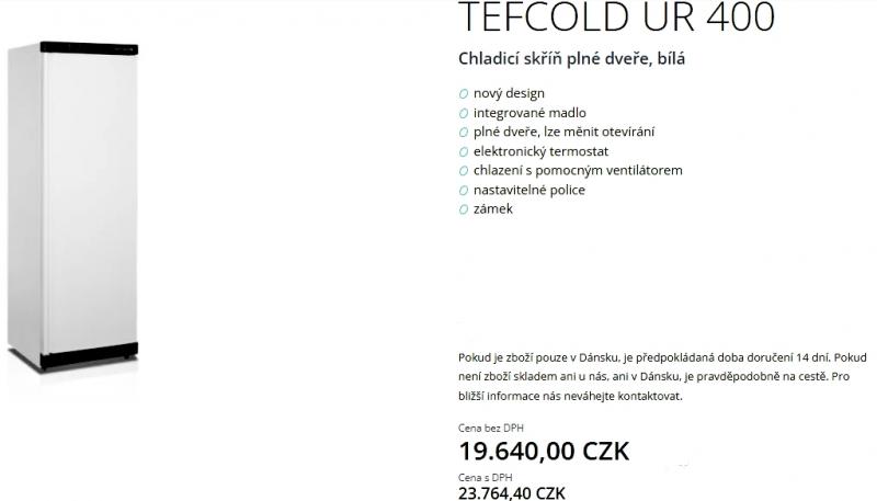 Chladící skříň Tefcold  UR400