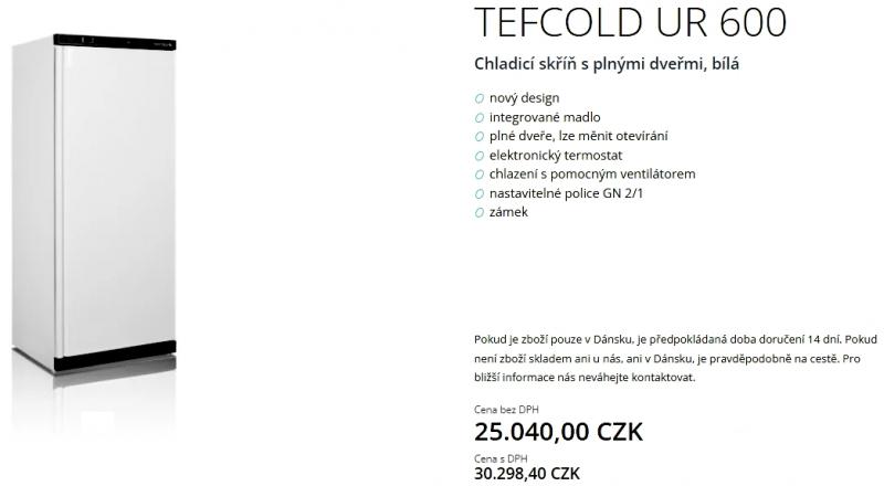 Chladící skříň Tefcold  UR600
