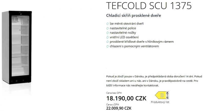 Chladící skříň Tefcold SCU 1375