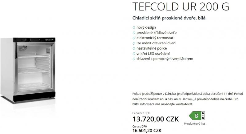 Chladící skříň Tefcold UR 200 G