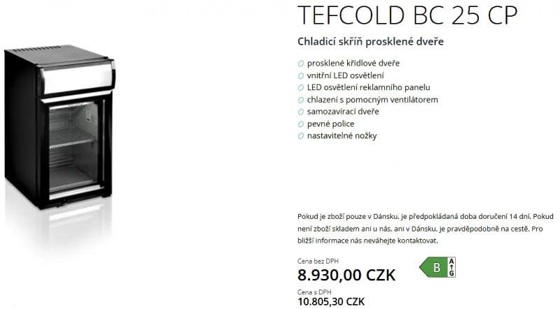 chladící chladící skříň Tefcold BC 25 CP